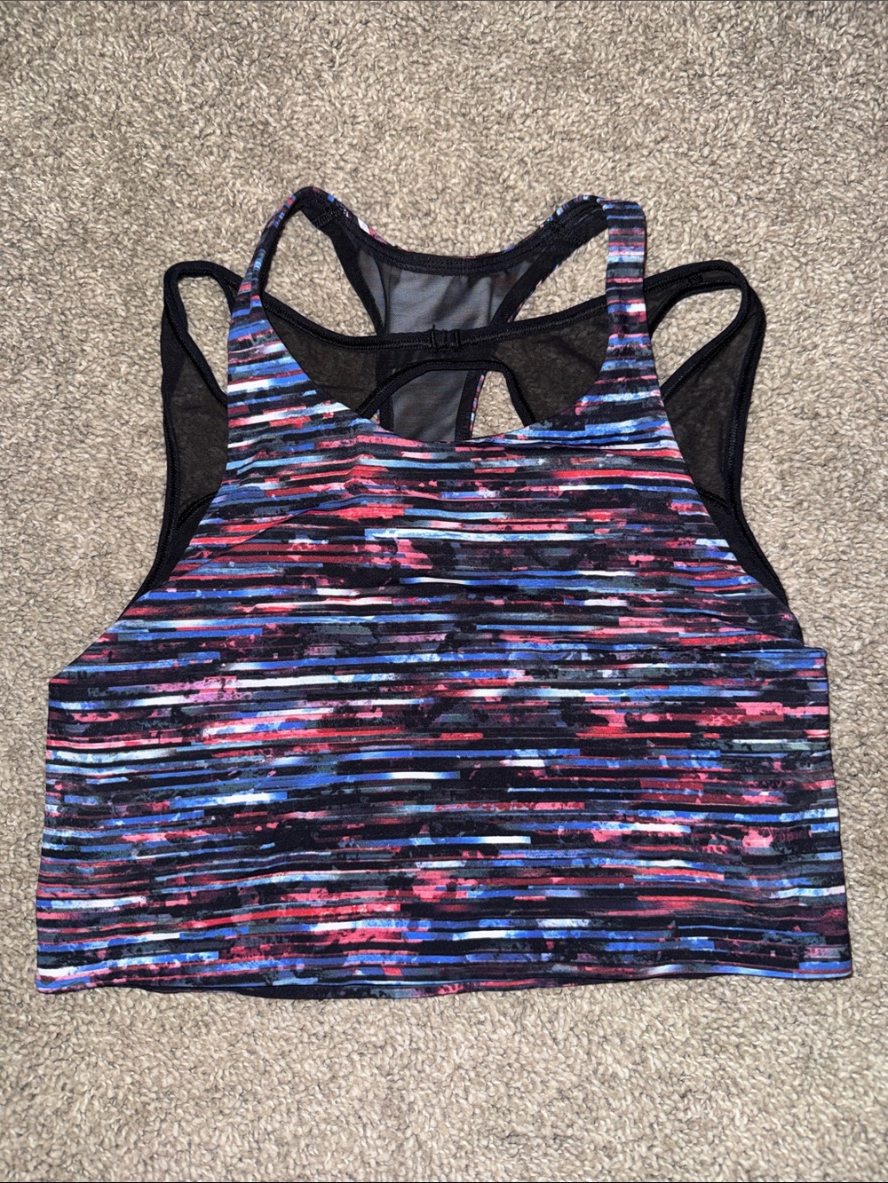 lululemon athletica Striped Black Pink Blue Purple Racerback Sports Bra